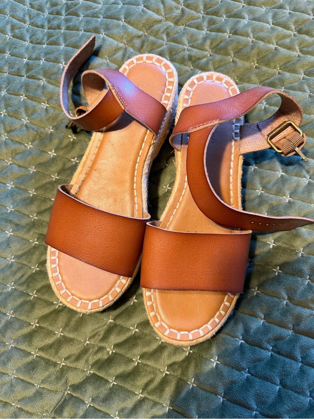 Universal Thread Brown Leather Ankle-Strap Sandals